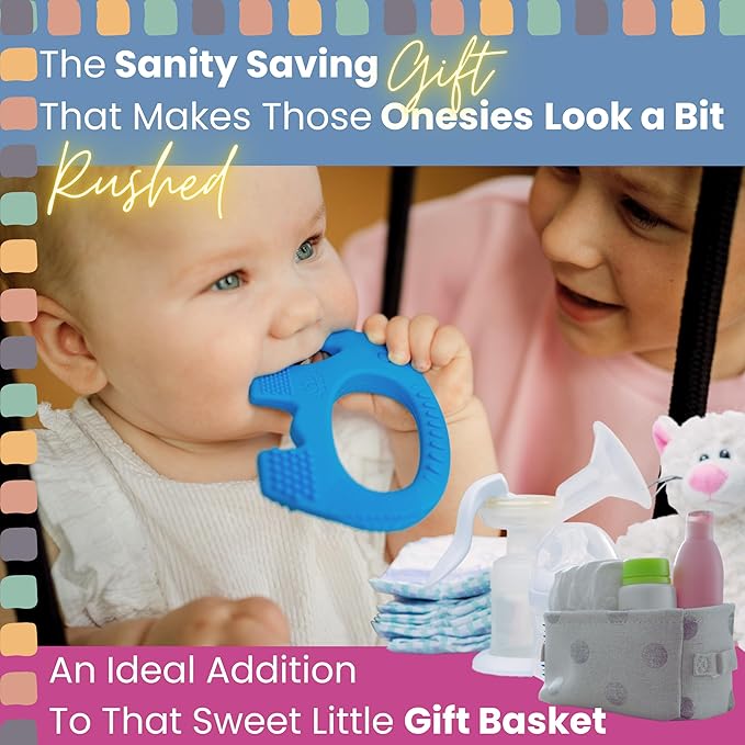 Teethers for Babies 6-12 Months - Baby Elefun 5x Pain Relief Toddler Teether. No More Ouch for Mom Anti Bite Trainer. Nurtures Grasping, Passing