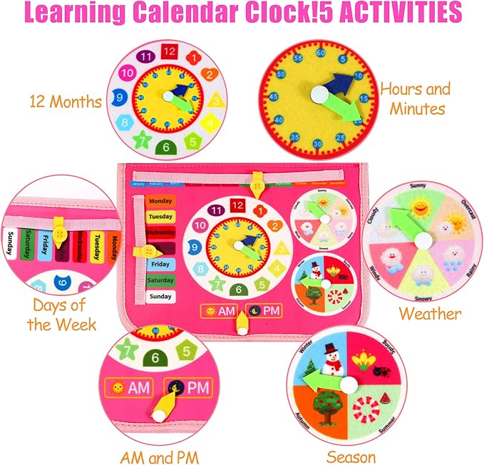 Busy Board for Toddlers, Montessori Toys Developing Sensory Activity Book 3-12 Year