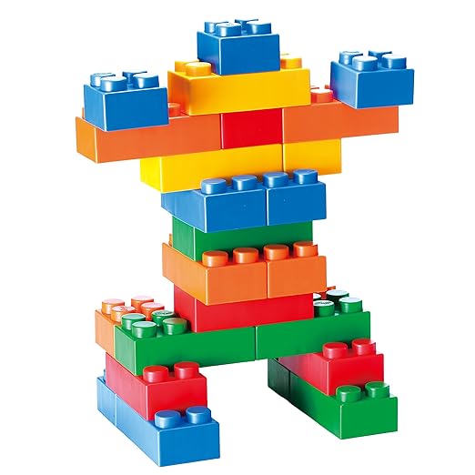 UNiPLAY Plump Soft Building Blocks - 60-Piece Jumbo Stacking Multicolor Set for Early Cognitive Development and Creative Play 3 Months+