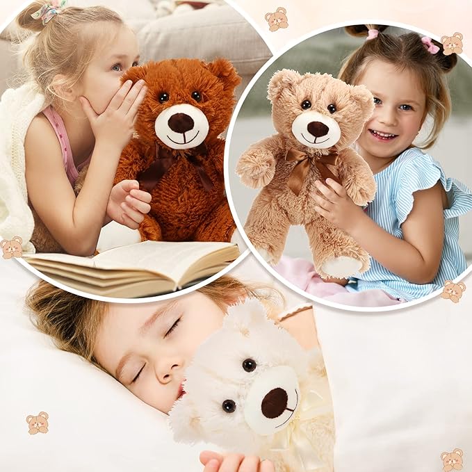 HyDren 6 Pcs Bears Bulk Stuffed Animal Small Bears Baby Shower Bears Plush Toys Employee Appreciation Easter Graduation Gifts(White, Brown
