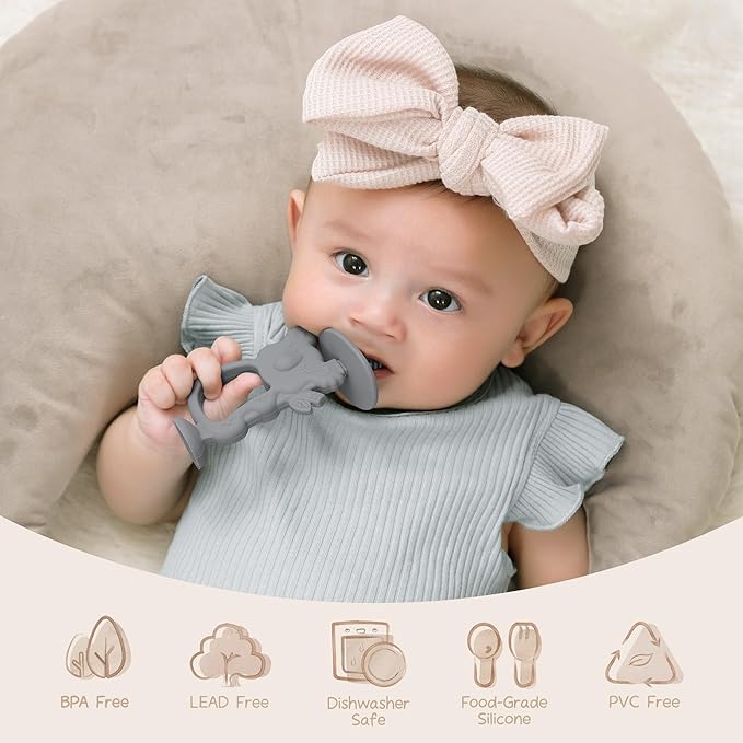 Moonkie Teething Toy, Safe & Easy to Hold BPA Free Silicone Teethers 360° Baby 6-12 Months