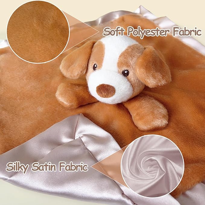 Dog Security Blanket for Baby Boy Girl, 15" Soft Loveys for Babies