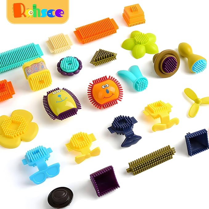 Bristle Blocks, STEM Interlocking Building Toys for Kids Ages 4-8 108 PCS 3D Building