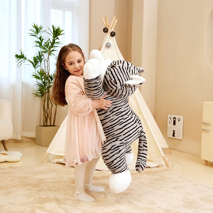 IKASA Giant Striped Cat Stuffed Animal Plush Toy,Large Kitten Big Jumbo Soft Toys 30" Huge