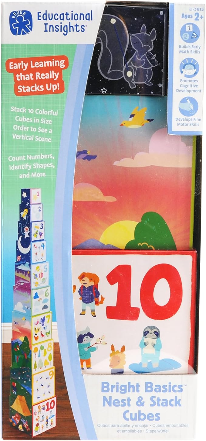Educational Insights Bright Basics Nest & Stack Cubes, Stacking Cubes 2+