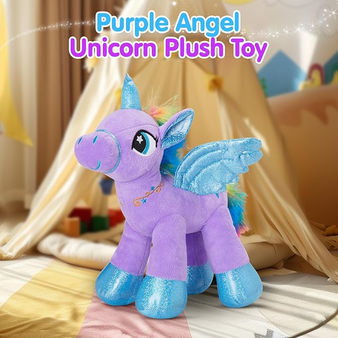 Houwsbaby 14'' Purple LED Light Up Unicorn Stuffed Animal,Unicorn Plush Toy