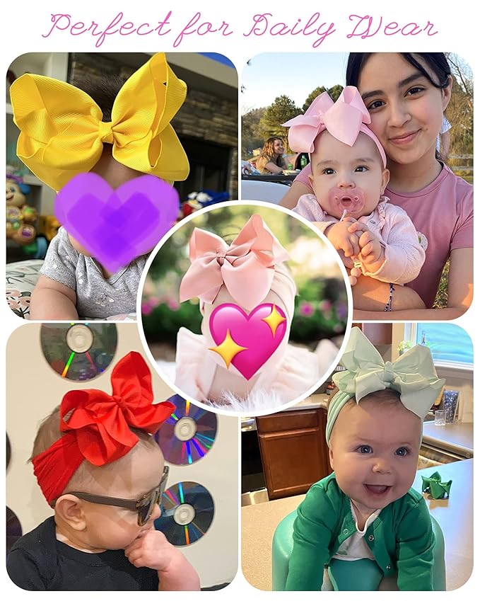 doboi 20pcs Baby Girls Bows Headbands Nylon Hairbands Ribbon Bow