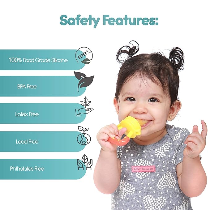 Baby Fruit Feeder Pacifier (2 Pack), Fresh Food Feeding Teether for Toddler