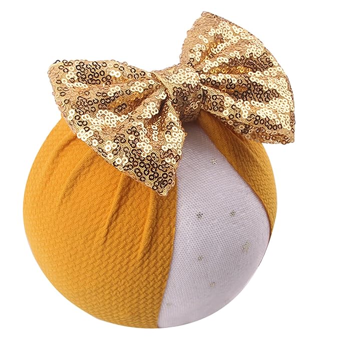Glitter Bows for Baby Girls Headband, Newborn Bows Headbands Baby Accessories.(FD117) (Gold