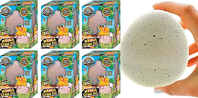 JA-RU Giant Dinosaur Eggs Water Growing Toys (6 Eggs) Animals That Grow in Water for Kids. Dinosaur Goodie Bags, Science Party Favors 1747-6p