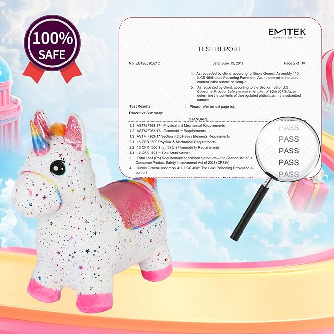 INPANY Bouncy Unicorn Bouncy Horse for Toddlers- Bouncy Animals for Toddlers, Birthday Gift Toys for 2 3,4,5 Year