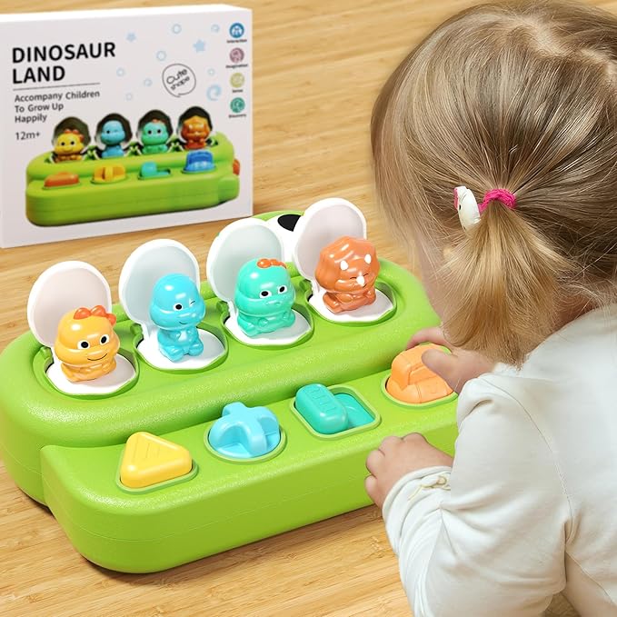 Interactive Pop Dinosaur Up Pals Baby Toy - Learning Infant Toy for Sorting Colors 18+ Months