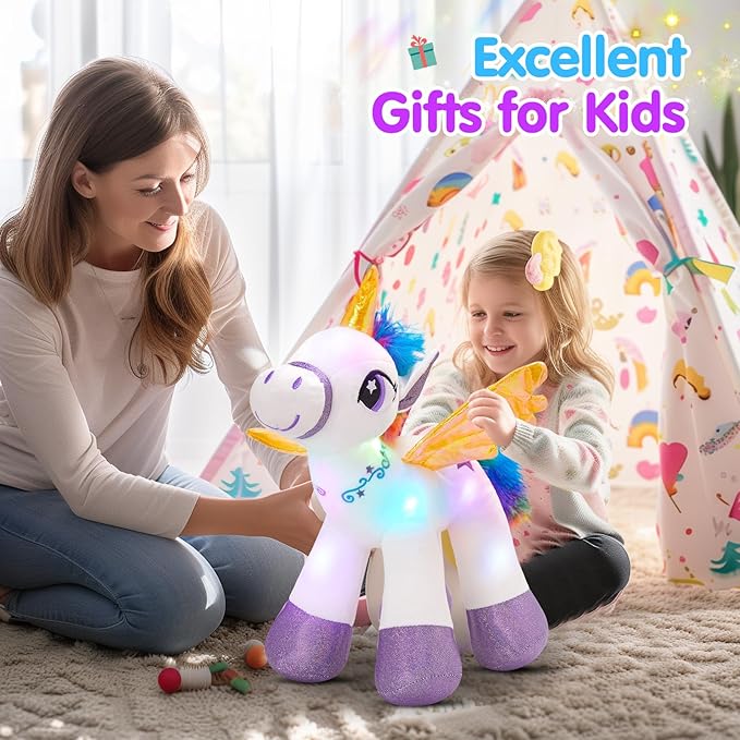Houwsbaby Light Up Unicorn Stuffed Animal Unicorn Toy Glow at 14'' (White)