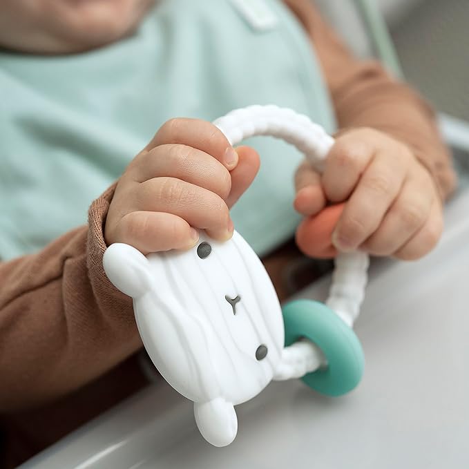 Ingenuity Soothing Sheppy Baby Teether Toy with Activity Rings, BPA-Free Silicone 3 Months+,