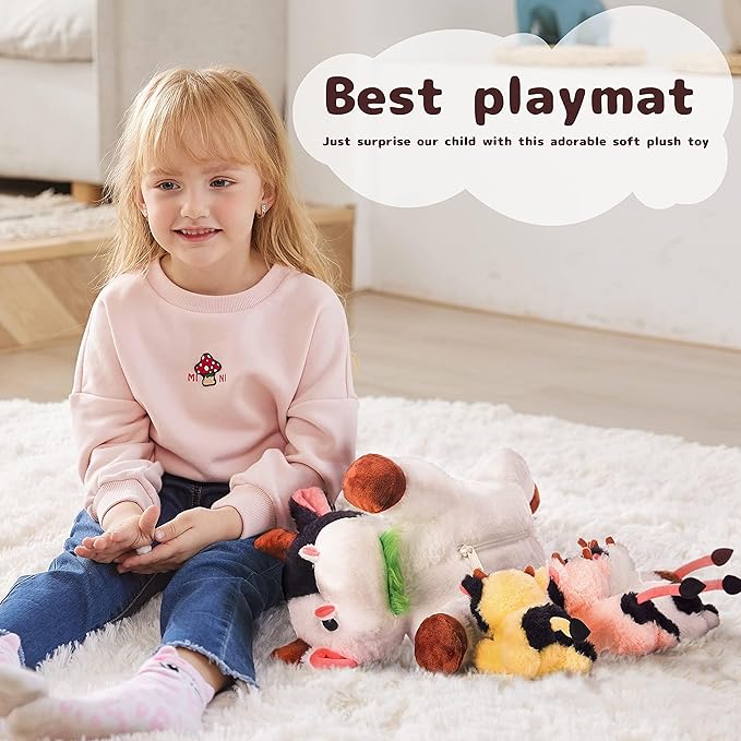IKASA Mommy Cow Stuffed Animal Mom and Baby Plush Toy,Cute 17" Soft
