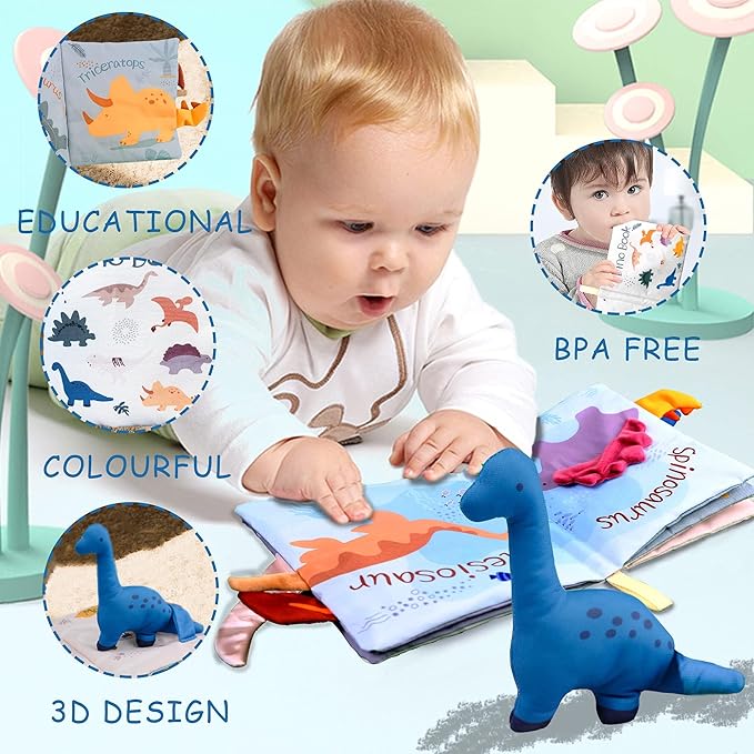 Richgv Baby Books Toys 6-12 Months, 2 Packs Interactive 3D Baby Cloth Books