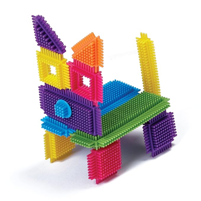 Edushape Magic Brix Interlocking Baby Building Blocks - 72 Pcs Toddler Blocks Interlocking Bricks in Reusable Storage 3-5 with