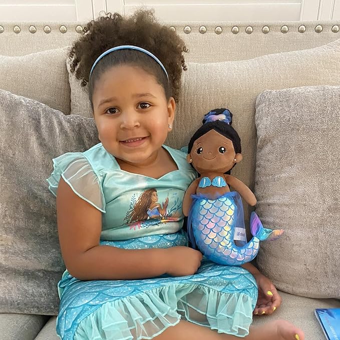 OUOZZZ 15" Soft Black Mermaid Doll for Girls - First 3 year
