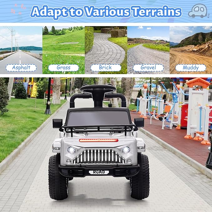 Hetoy 6V Ride On Car for Toddlers - Battery Powered Electric Car for Kids with Music, LED Light 4 Wheels 3-6 Years,