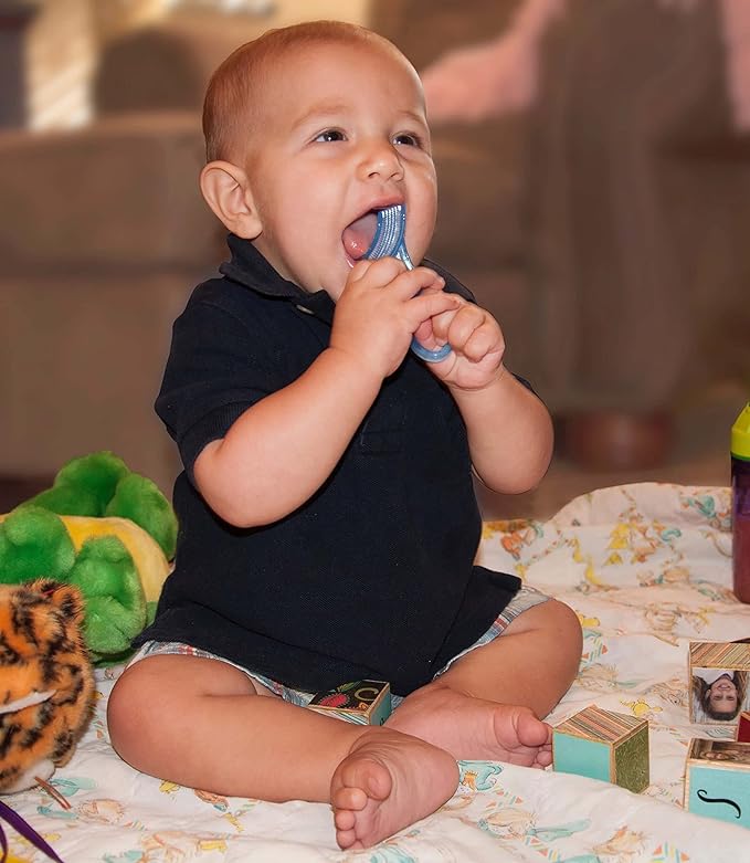 Brilliant Oral Care Baby?Ös First Toothbrush, Smooth Silicone Bristles Gently Clean Tender Teeth and Gums 4+ Months, 1 Pack