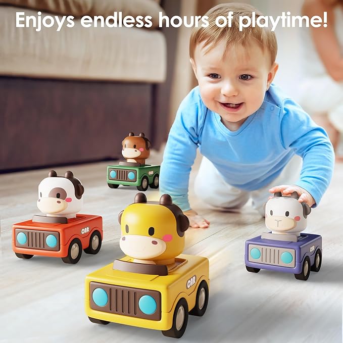 iPlay, iLearn Press and Go Car Toys for Toddlers 1-3 6-9-12-18 Months, 1st Birthday 1-2 Years