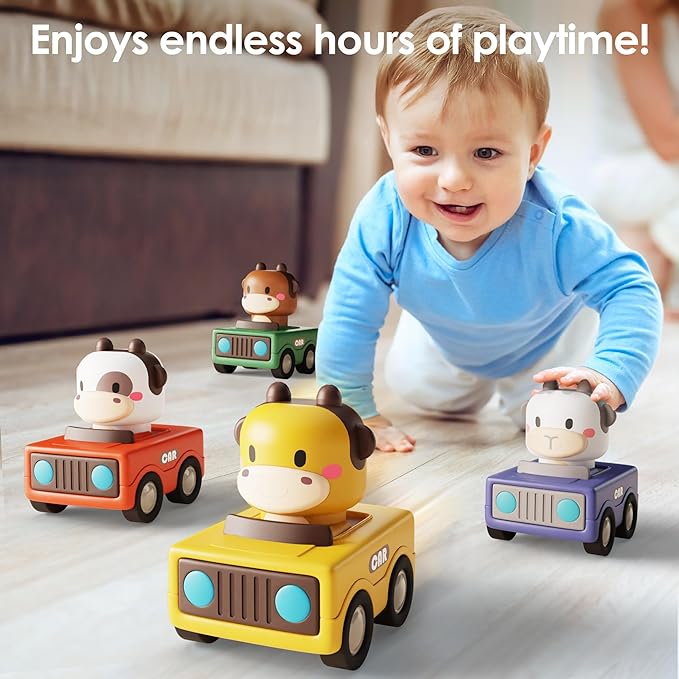 iPlay, iLearn Press and Go Car Toys for Toddlers 1-3 6-9-12-18 Months, 1st Birthday 1-2 Years