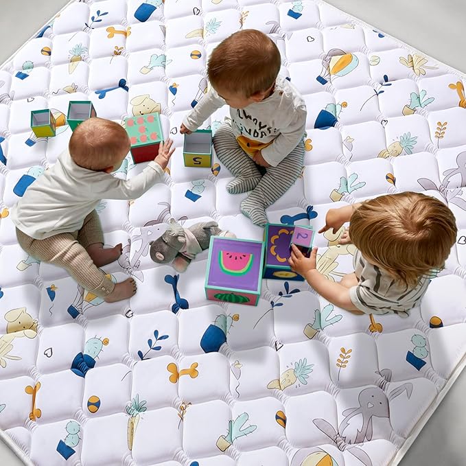 Premium Foam Baby Play Mat, 50x50 Inch Foldable and Machine Washable Crawling Mat