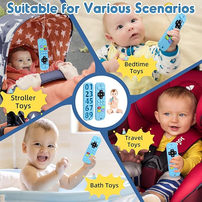 Teething Baby Toys 0-6 Months, Soft Silicone Remote Control Teethers Toys for Babies 6 to 12 Months
