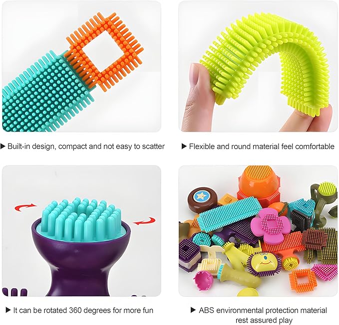 Bristle Blocks, STEM Interlocking Building Toys for Kids Ages 4-8 108 PCS 3D Building
