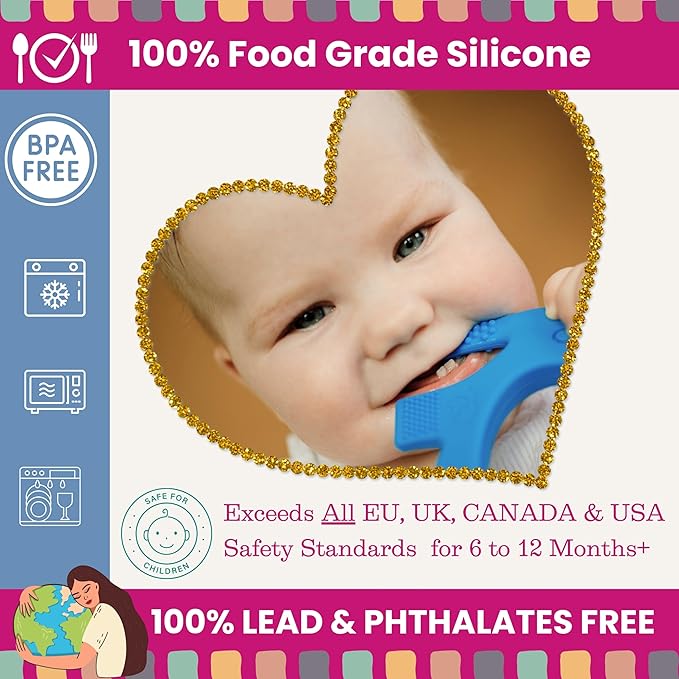 Teethers for Babies 6-12 Months - Baby Elefun 5x Pain Relief Toddler Teether. No More Ouch for Mom Anti Bite Trainer. Nurtures Grasping, Passing