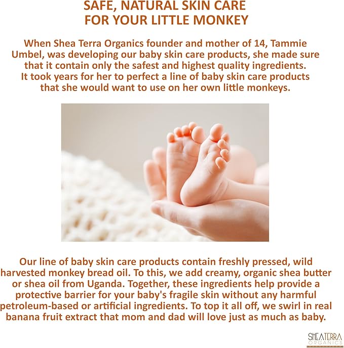 Shea Terra Organics Mama and Baby Collection | Bananas & Monkey Bread Baby Lotion 16oz