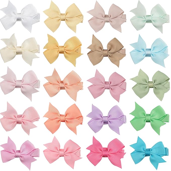 CLLOT Hair Clips, 20Pcs Tiny 2" Baby Hair Bows Fully