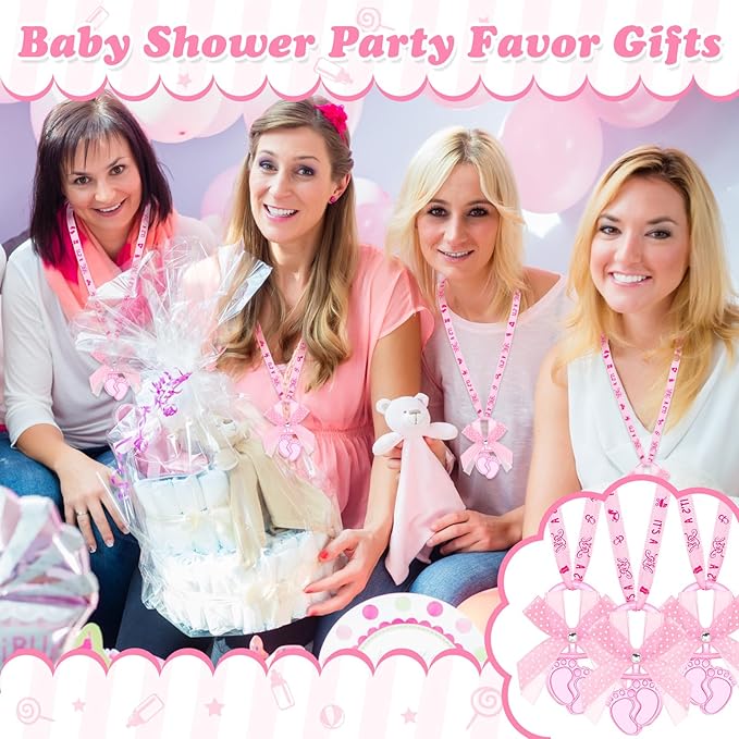 TrelaCo 60 Pcs Baby Feet Shower Pacifiers Necklace Acrylic Baby