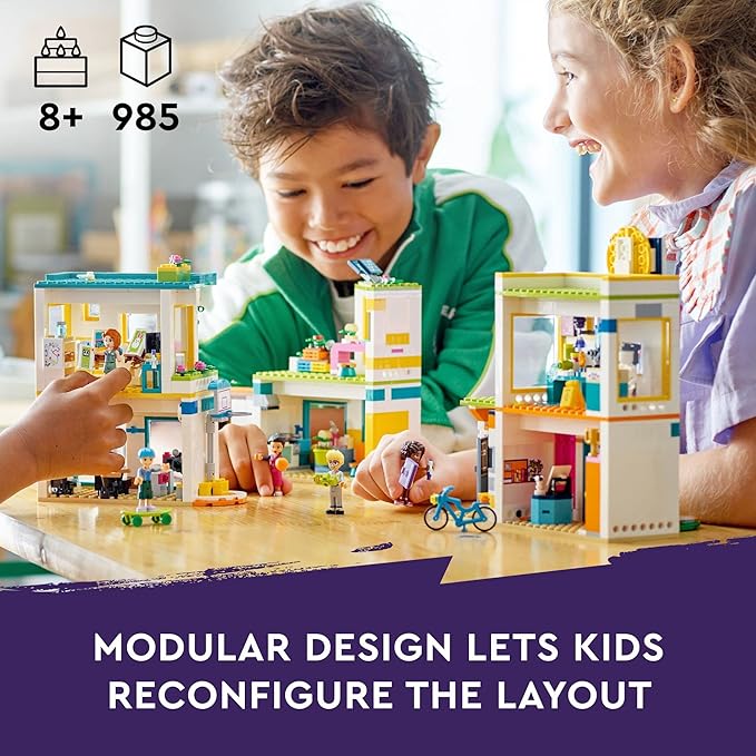 LEGO Friends Heartlake International School Playset, Building Toy for Girls Boys with 5 2023 Character Mini-Dolls & Accessories, Pretend Play School Classroom Building Kit, Birthday Gift Idea, 41731