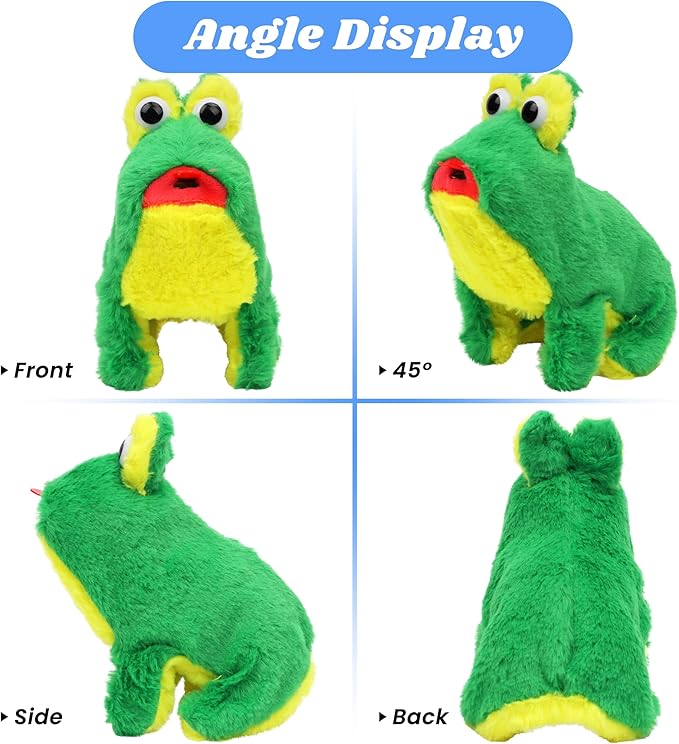 Hopearl Jumping Croaking Frog Interactive Electronic Pet Leapfrogging Plush Toy 6''