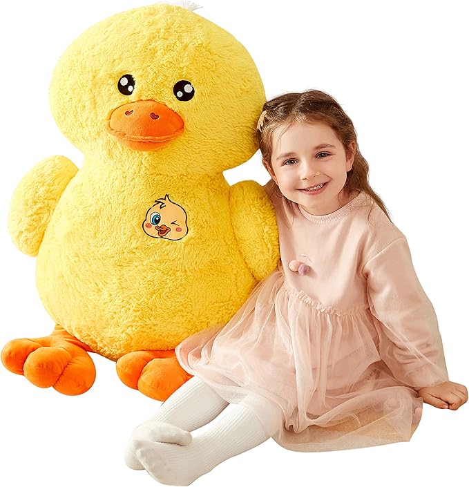 IKASA Large Duck Stuffed Animals Giant Soft Plush Toy,19" Cute Huge Jumbo Fluffy Plushy Big Size Duck Fat Plushie 19 inches)