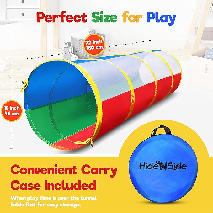 Hide N Side 6ft Crawl Through Play Tunnel Toy, Pop