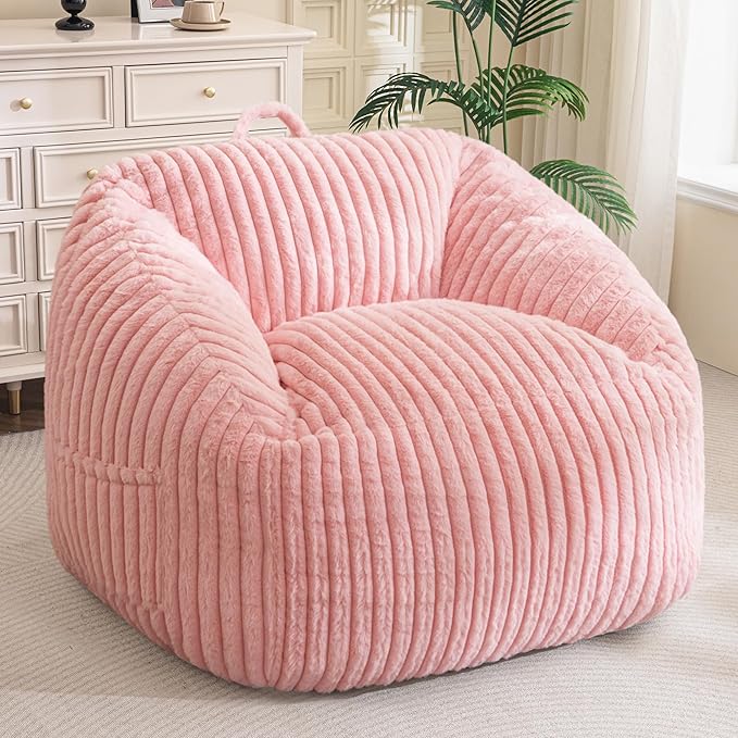 BYBYME Giant Bean Bag Chair for Adults and Kids, Large Comfy Cozy Beanbag, Floor Sofa for Teens, Living Room, Gaming, Reading