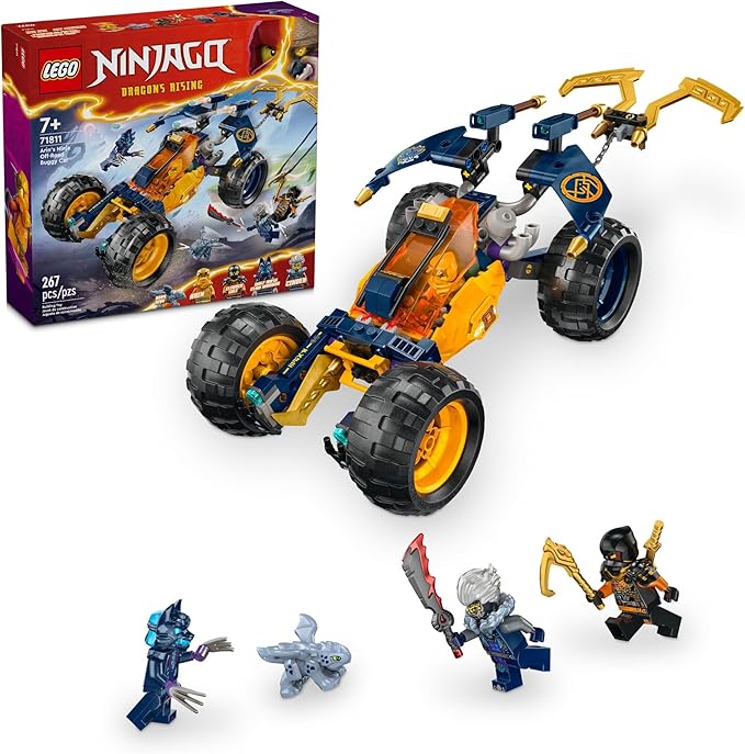 LEGO NINJAGO Arin’s Ninja Off-Road Buggy Car Toy with 4 Minifigures, Building Set for Kids with Dragon Toy from The NINJAGO Dragons Rising TV Show 7 Year 71811