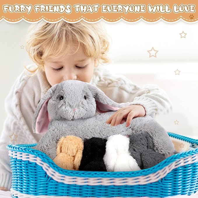 HyDren Nursing Bunny Stuffed Animal Plush Toys 15 Inch Plush 4 Stuffed