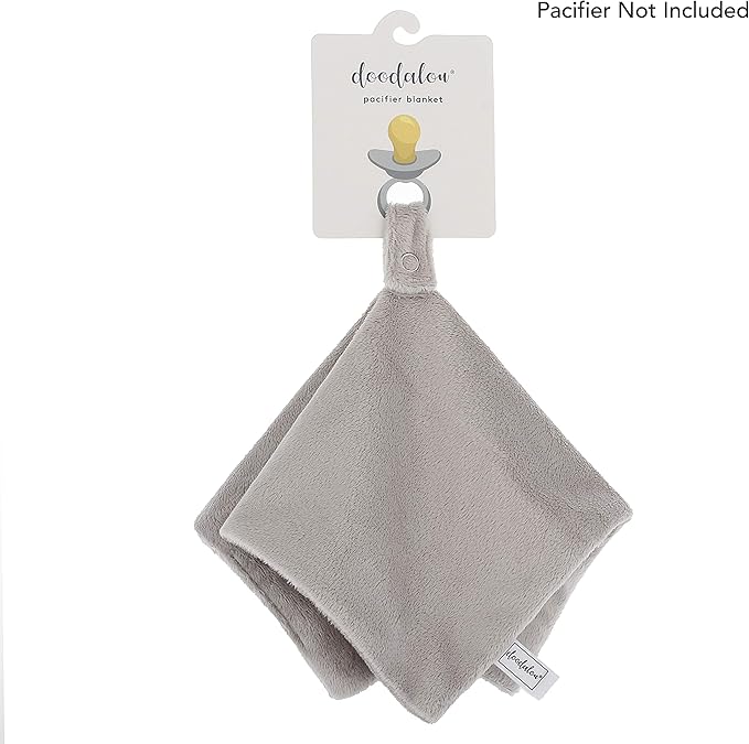 Ultra Soft Cotton Minky Velboa Baby Blanket with Snap Closure for Pacifier or Teether, Machine Washable 12 inch 12 inch