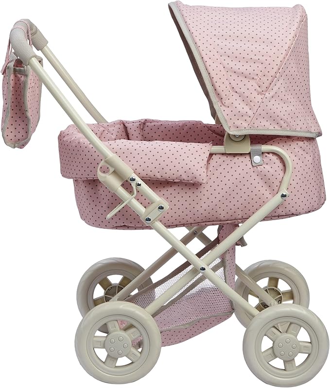 Olivia's Little World Buggy-Style Baby Doll Stroller with Retractable Canopy, Storage Underneath