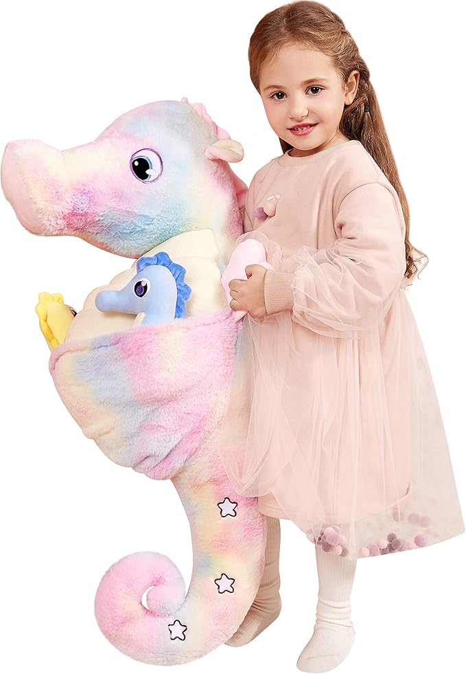 IKASA Giant Seahorse Stuffed Animal Plush Toy,30" Large Sea Horse Cute Jumbo Soft Toys