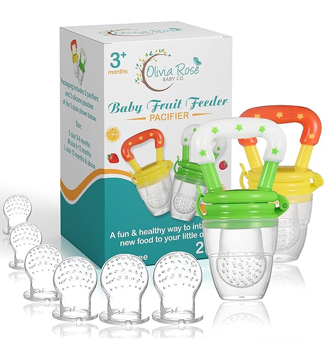 Baby Fruit Feeder Pacifier (2 Pack), Fresh Food Feeding Teether for Toddler