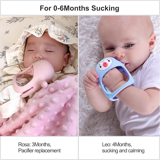Smily Mia Penguin and Reindeer 2Pack Baby Teething Toys Gift 0-18Months Babies