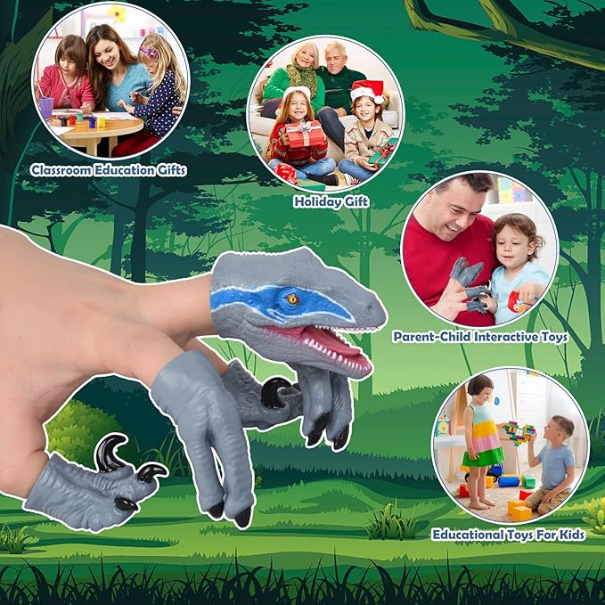 HugOutdoor New Velociraptor Dinosaur Finger Puppet Toy Cosplay Novelty Christmas