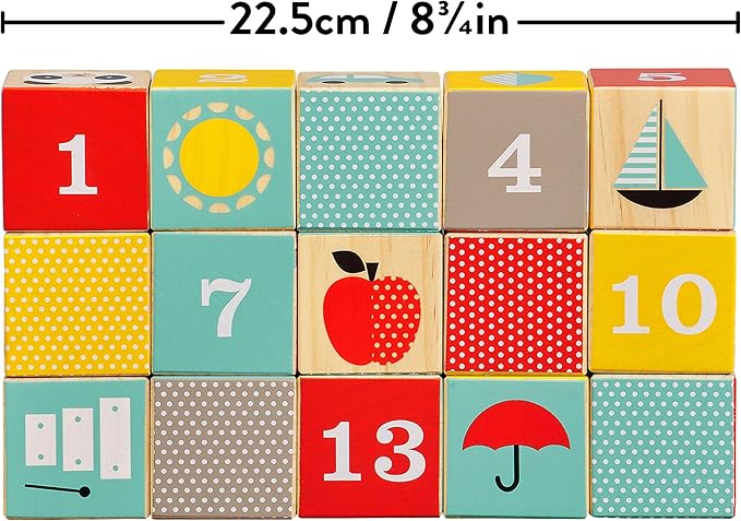 Petit Collage Eco-Friendly ABC Wooden Blocks, Set of 15 – Solid Wooden Blocks for Kids 12 Month and Older 1.75” Each,