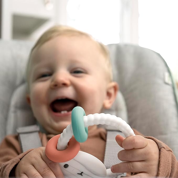 Ingenuity Soothing Sheppy Baby Teether Toy with Activity Rings, BPA-Free Silicone 3 Months+,