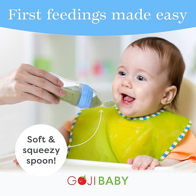 4 oz Silicone Baby Food Dispensing Spoon - 8 Pack - Great for 4+ Month Infants - Includes Stopper - Easy to Use and Mess-Free - Precise Food-Release Feeder-Great for Travel (Multicolored)
