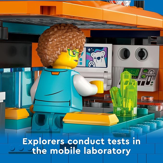 LEGO City Exploration Arctic Explorer Truck and Mobile Lab 60378 Building Set for Ages 6+ with a Tracked Vehicle, Laboratory on Skis 4 Minifigures 3 Polar